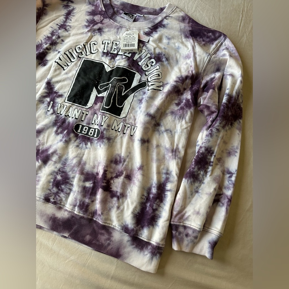 MTV Purple Tie-Dye Long Sleeve Tee - Picture 7 of 8
